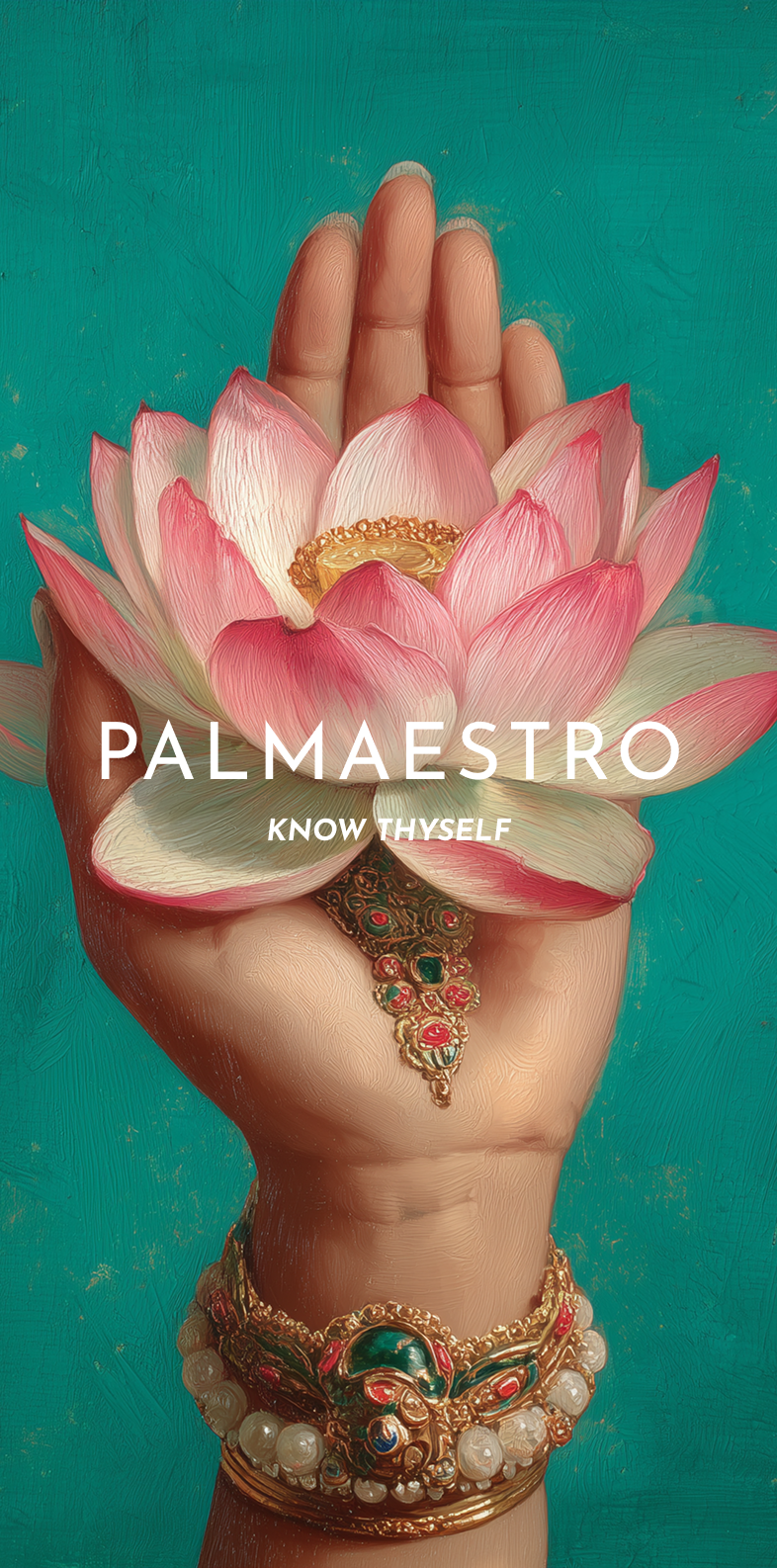 Palmaestro — a hand holding a lotus, Know Thyself